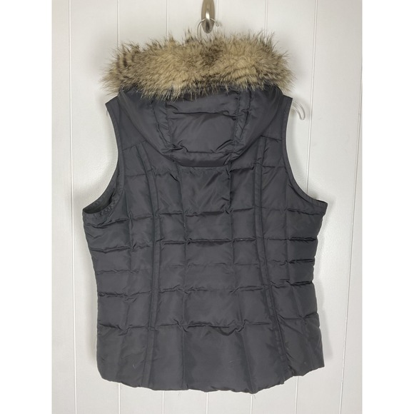 Eddie Bauer Women's Premium Black Down Vest with Fur Lined Hood Size Large - Picture 6 of 7
